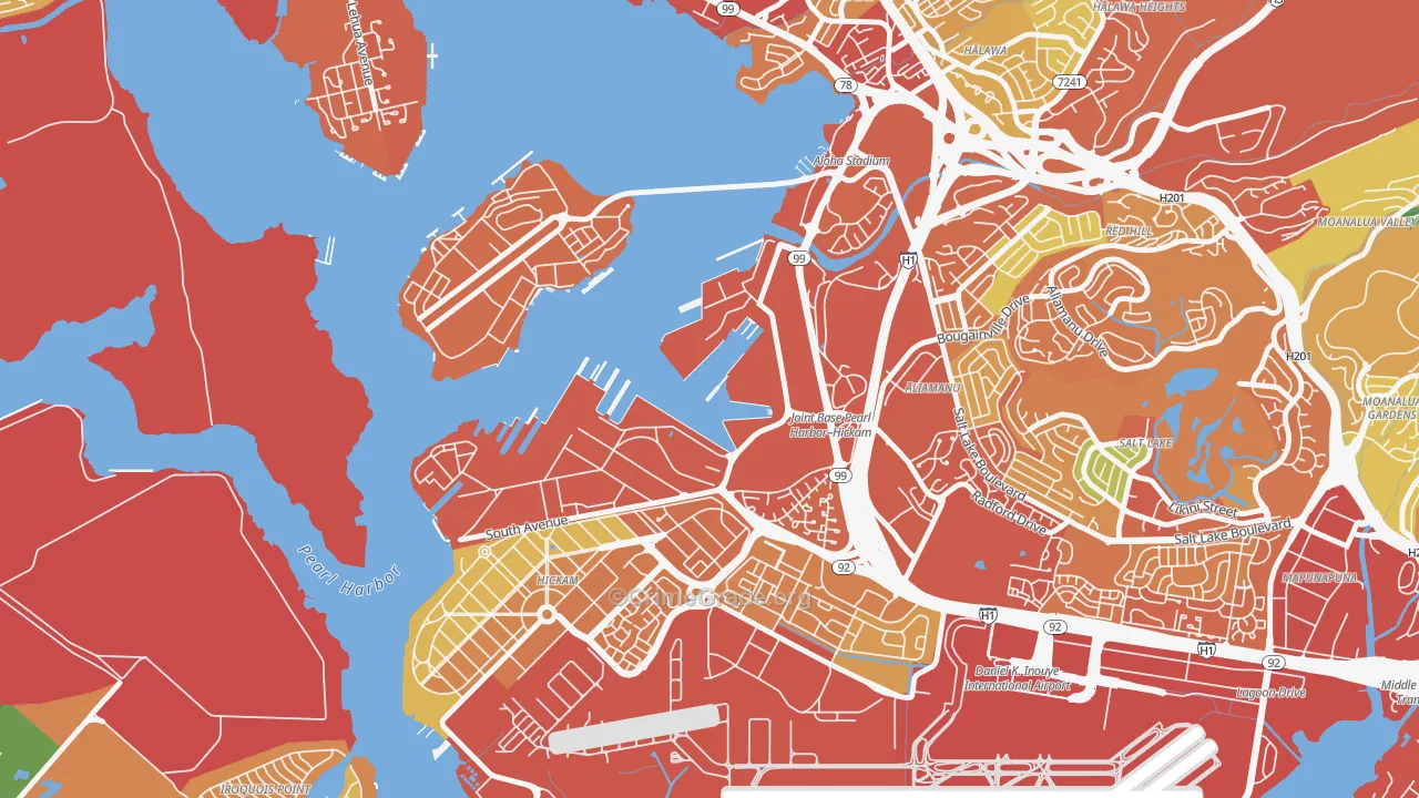 Pearl Harbor, HI Map of Vehicle Theft Rates