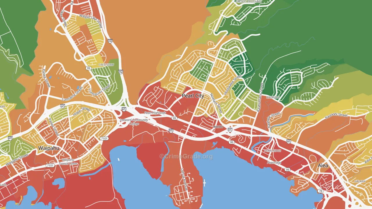 Pearl Highlands, Pearl City, HI Map of Vehicle Theft Rates