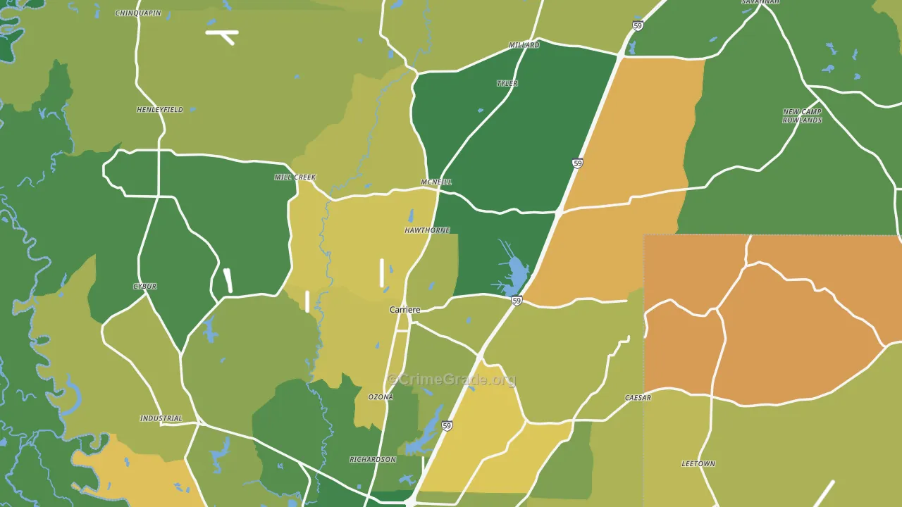 Pearl River County, MS Map of Vehicle Theft Rates