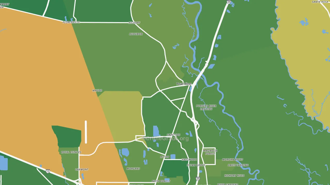 Pearl River, LA Map of Vehicle Theft Rates