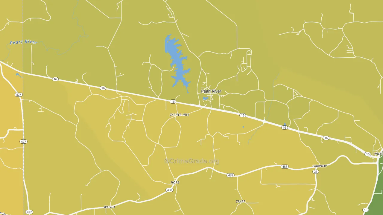 Pearl River, MS Map of Vehicle Theft Rates