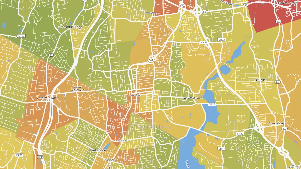 Pearl River, NY Map of Vehicle Theft Rates