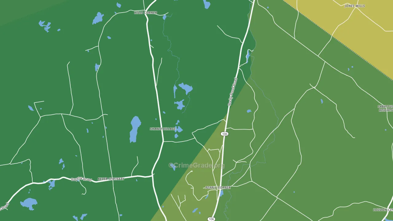 Pearls Corner, NH Map of Vehicle Theft Rates