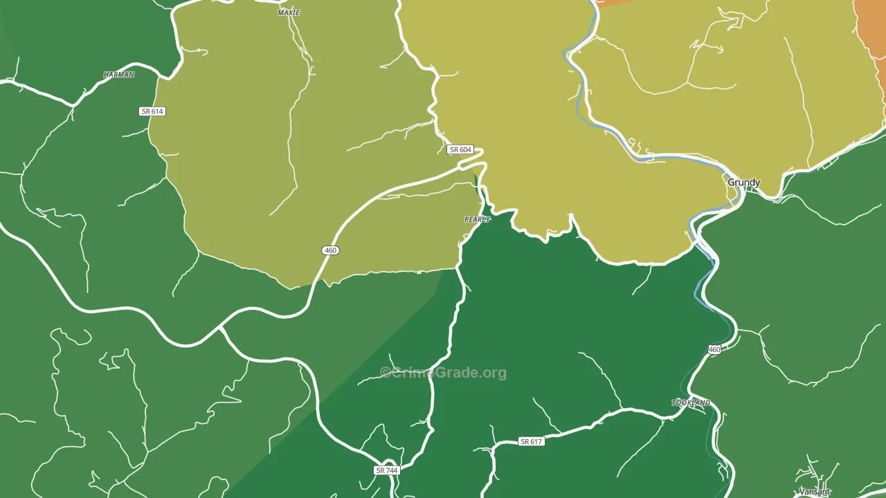 Pearly, VA Map of Vehicle Theft Rates