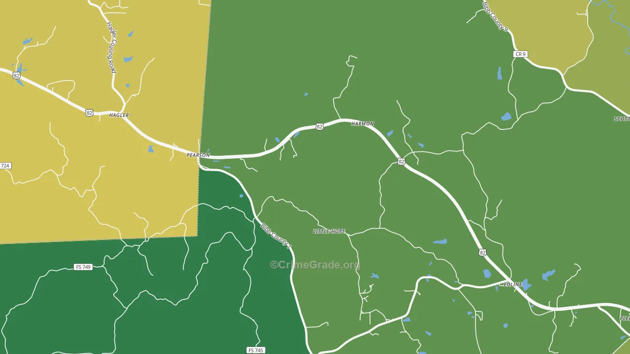 Pearson, AL Map of Vehicle Theft Rates