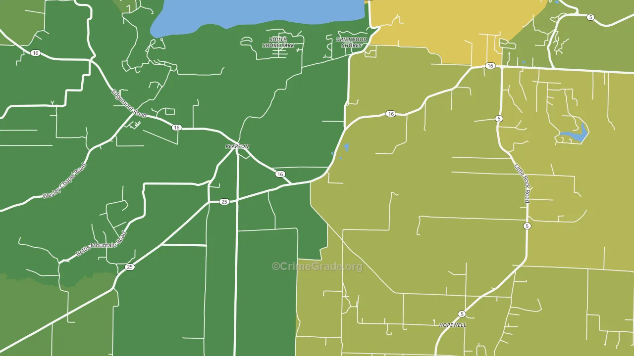 Pearson, AR Map of Vehicle Theft Rates