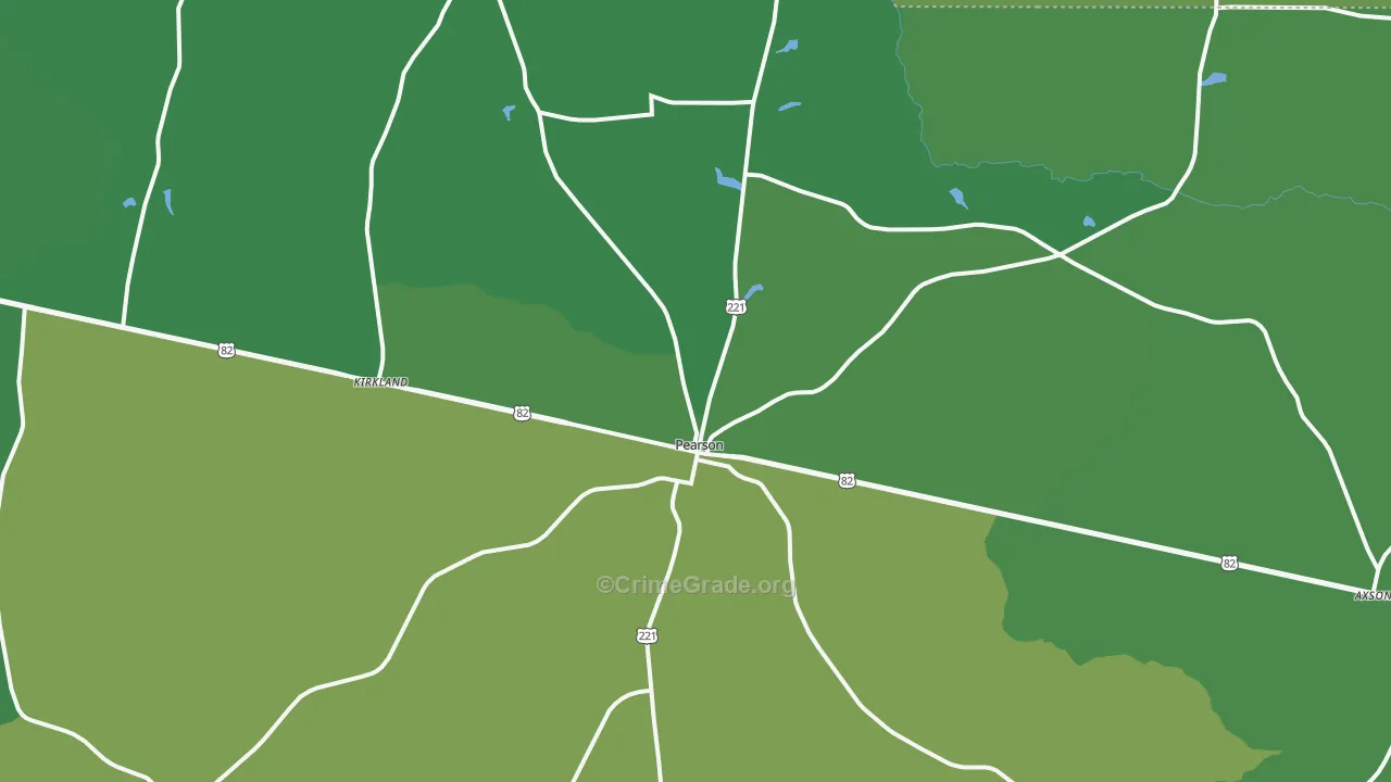Pearson, GA Map of Vehicle Theft Rates