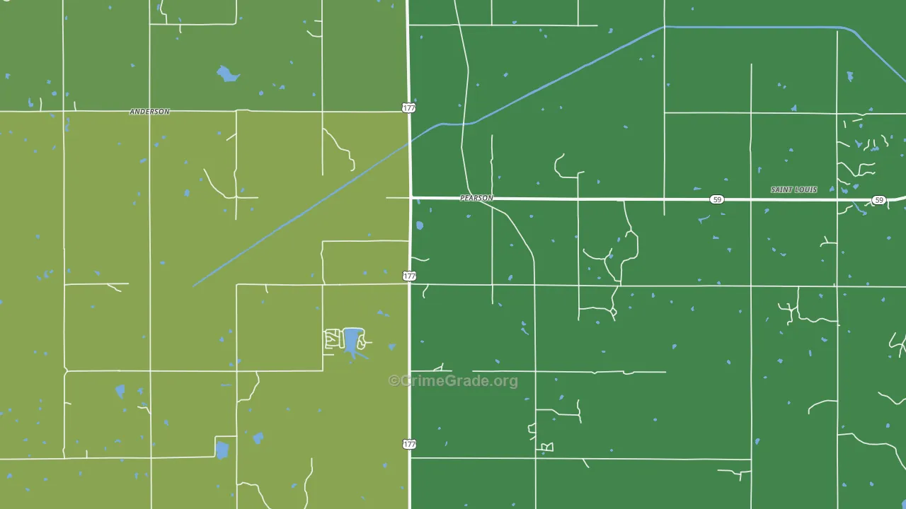 Pearson, OK Map of Vehicle Theft Rates