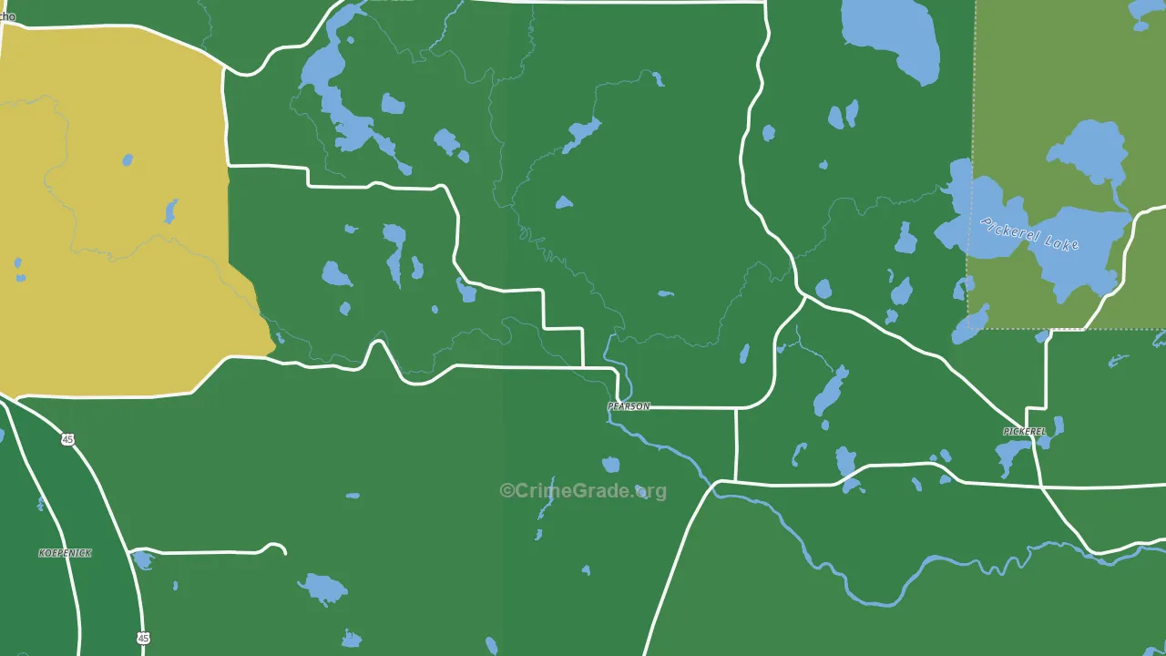 Pearson, WI Map of Vehicle Theft Rates