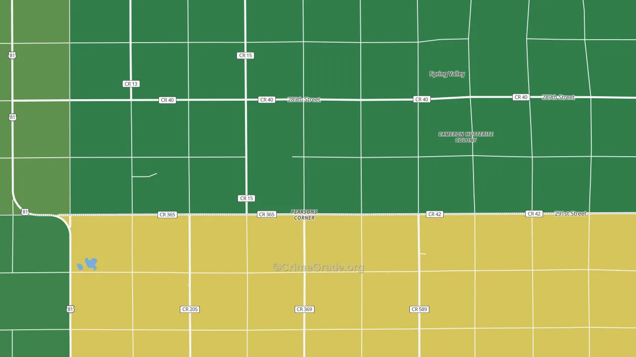 Pearsons Corner, SD Map of Vehicle Theft Rates