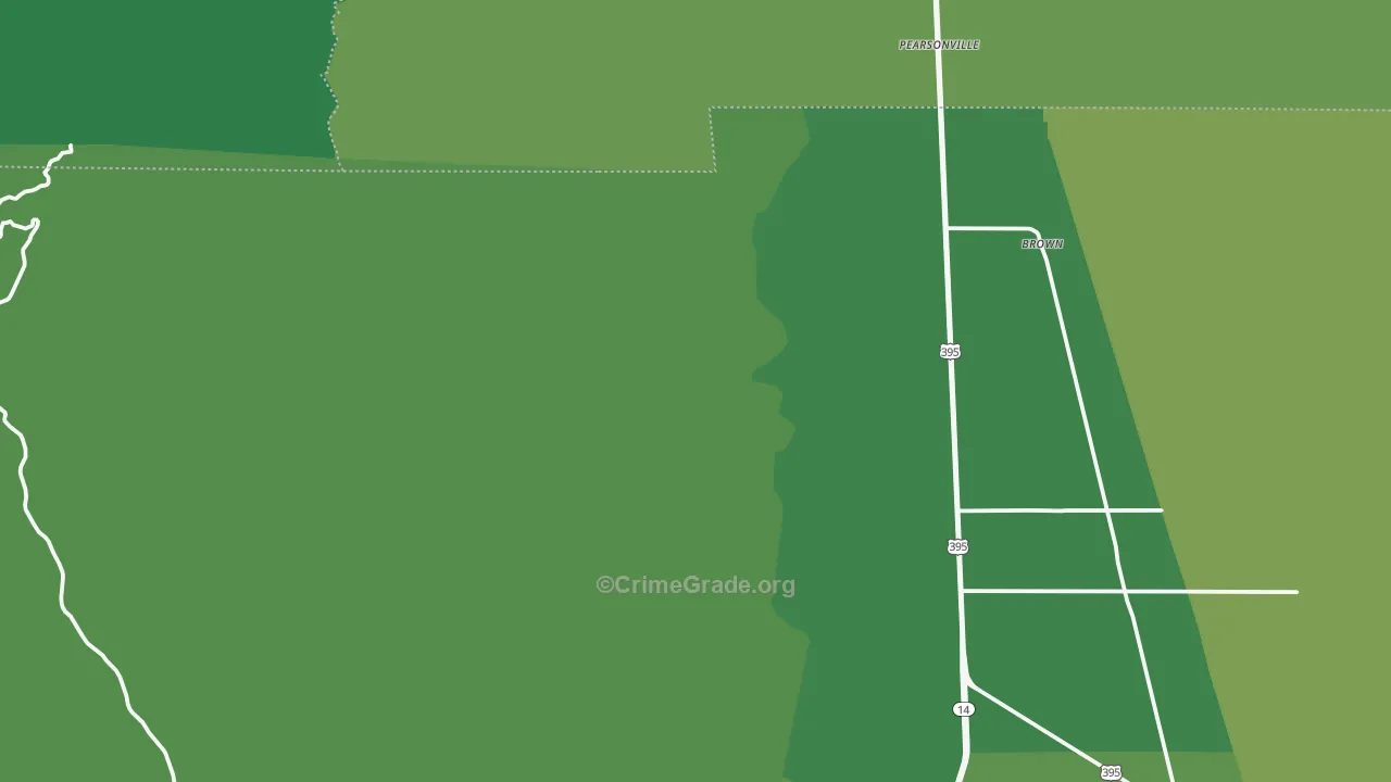 Pearsonville, CA Map of Vehicle Theft Rates