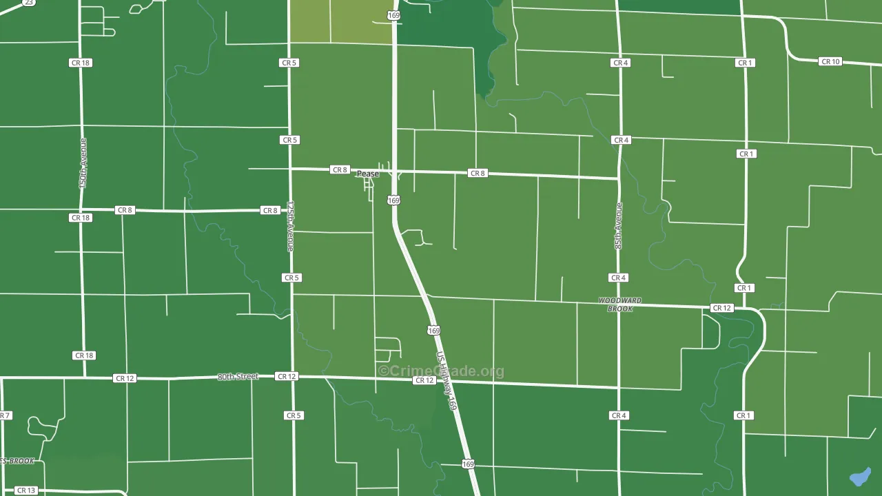 Pease, MN Map of Vehicle Theft Rates