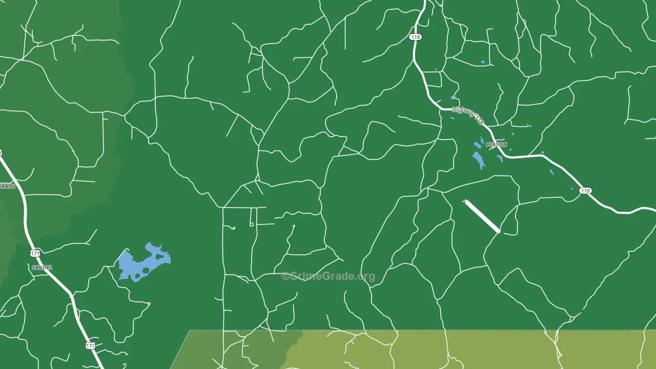 Peason, LA Map of Vehicle Theft Rates