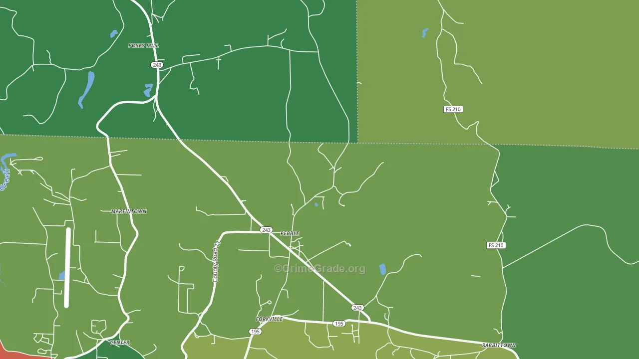 Pebble, AL Map of Vehicle Theft Rates