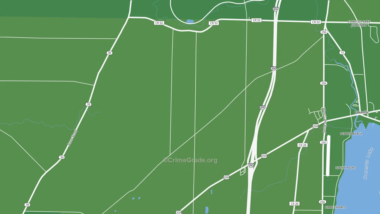 Pebble Beach, NY Map of Vehicle Theft Rates