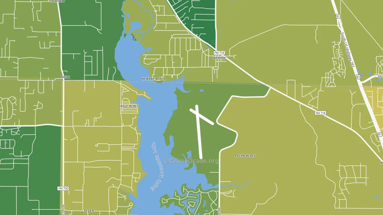 Pecan Acres, TX Map of Vehicle Theft Rates