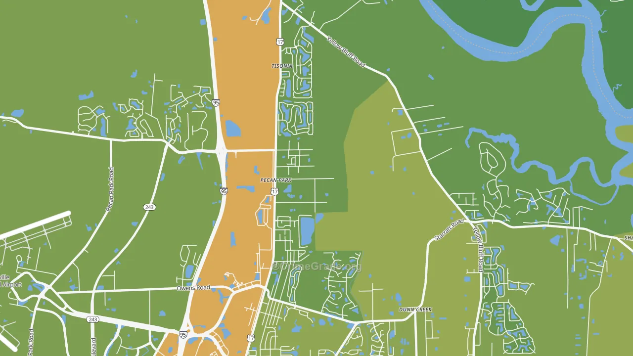 Pecan Park, Jacksonville, FL Map of Vehicle Theft Rates