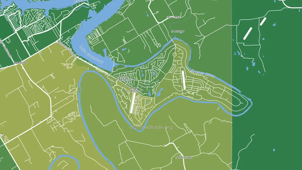 Pecan Plantation, TX Map of Vehicle Theft Rates