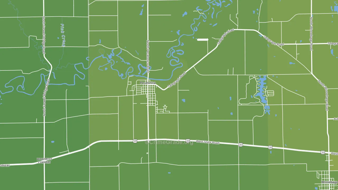 Pecatonica, IL Map of Vehicle Theft Rates