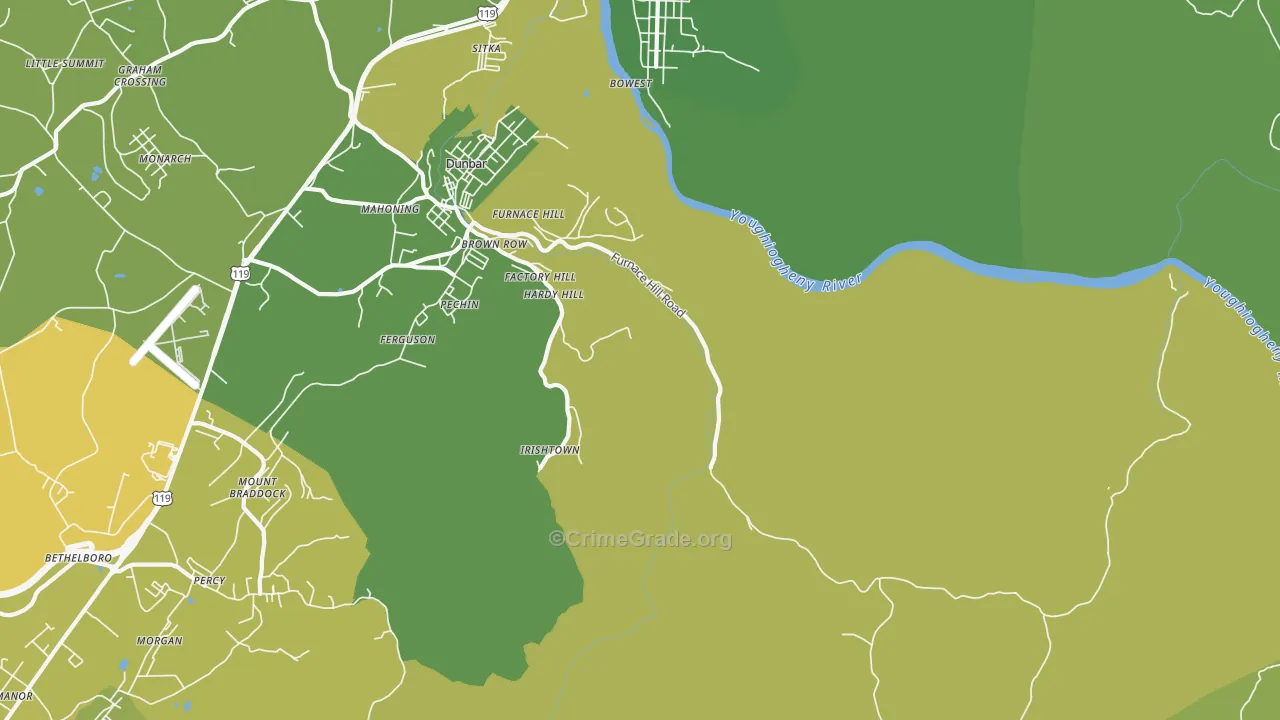 Pechin, PA Map of Vehicle Theft Rates