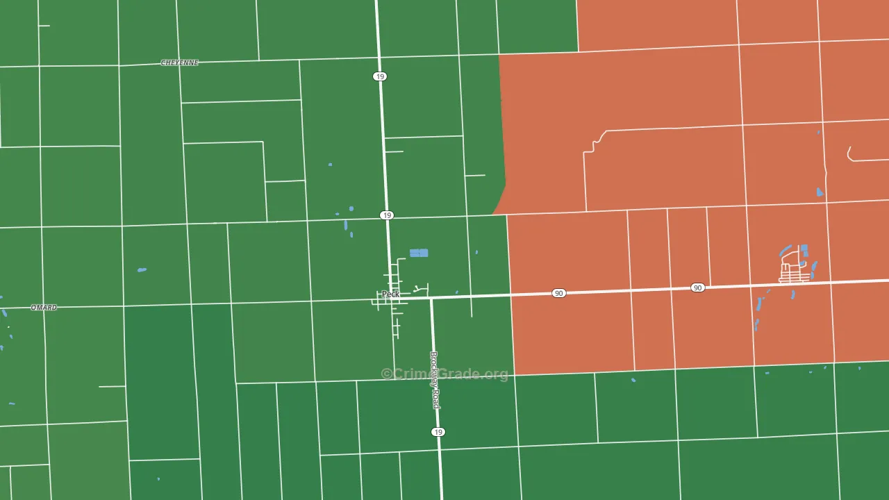 Peck, MI Map of Vehicle Theft Rates