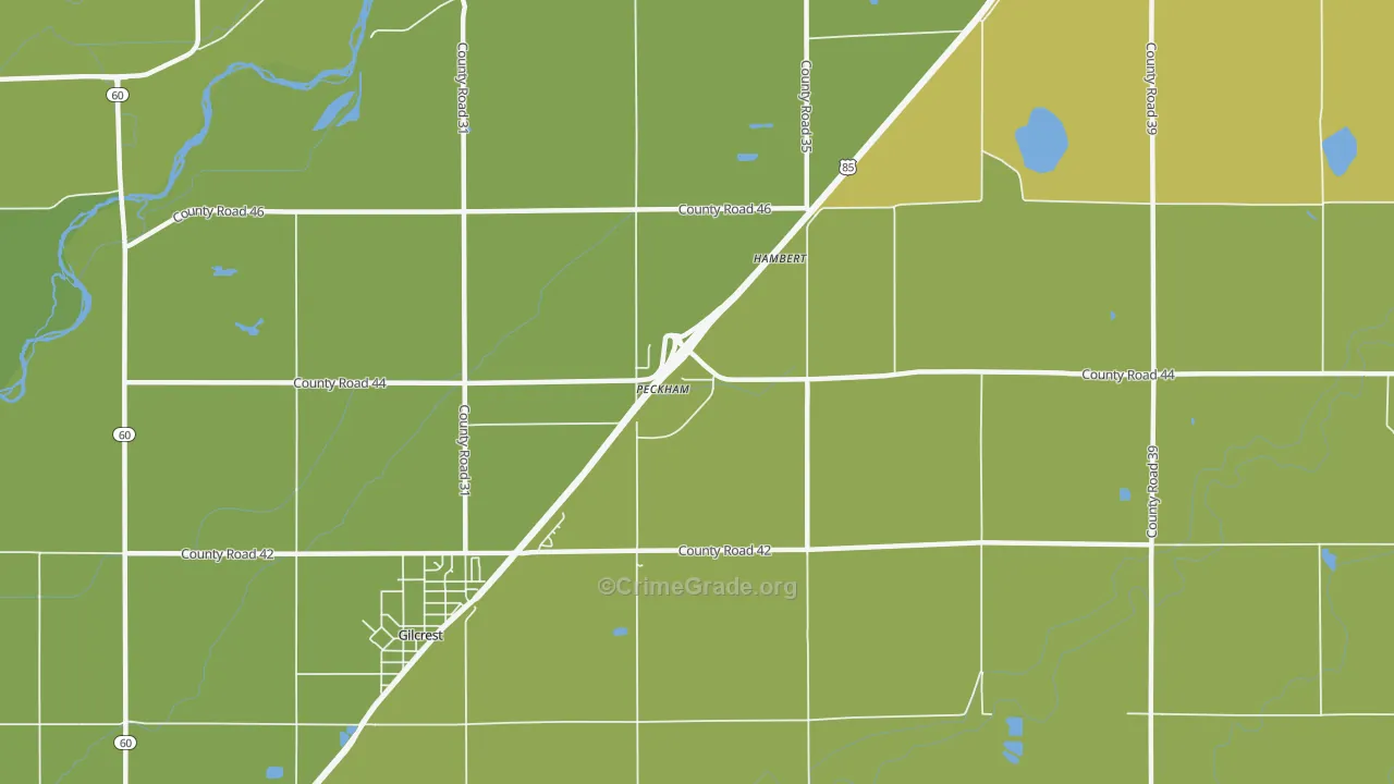 Peckham, CO Map of Vehicle Theft Rates