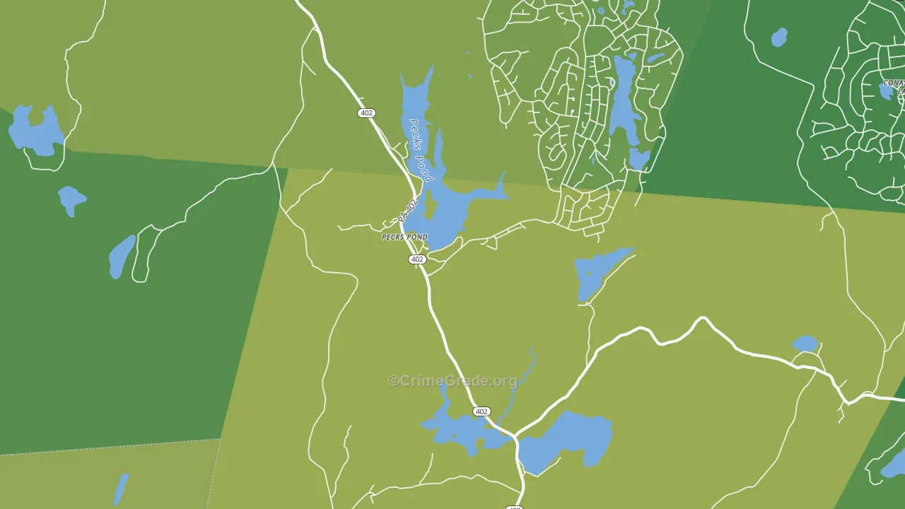 Pecks Pond, PA Map of Vehicle Theft Rates