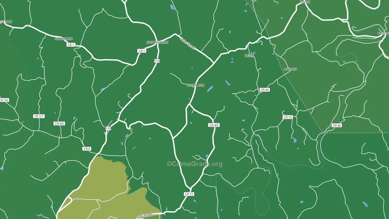 Pecks Run, WV Map of Vehicle Theft Rates