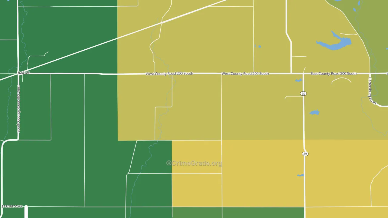 Pecksburg, IN Map of Vehicle Theft Rates