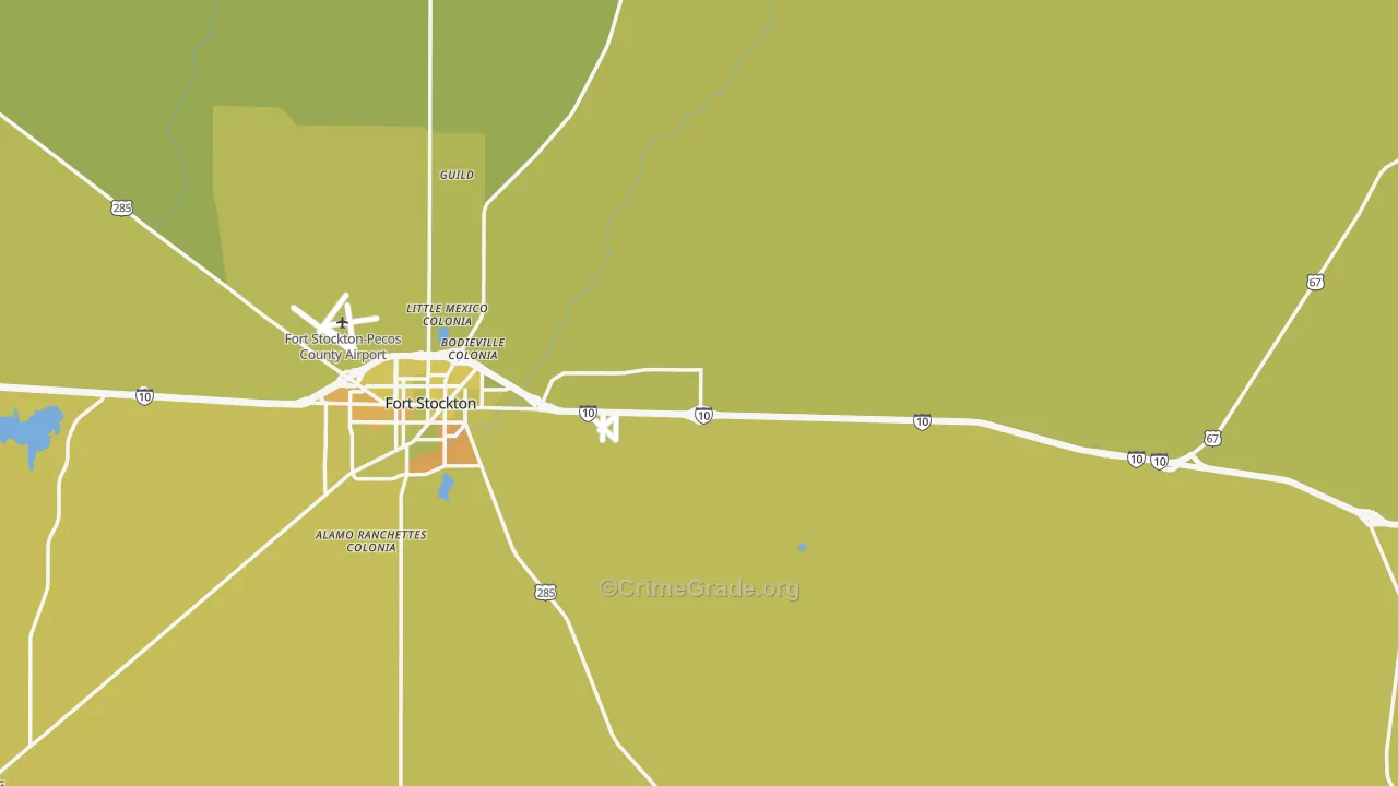 Pecos County, TX Map of Vehicle Theft Rates