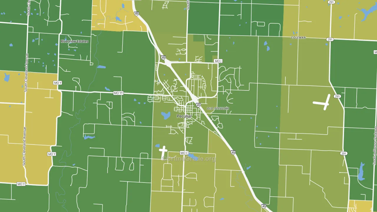 Peculiar, MO Map of Vehicle Theft Rates