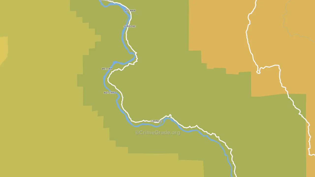 Pecwan, CA Map of Vehicle Theft Rates