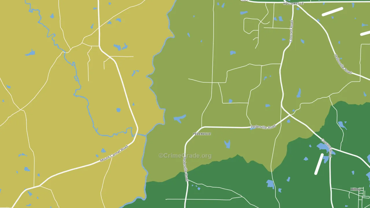 Pedenville, GA Map of Vehicle Theft Rates