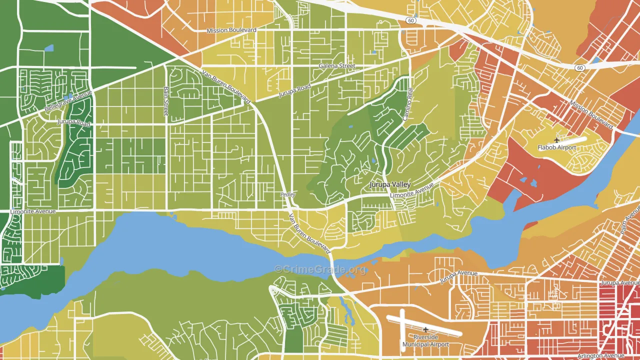 Pedley, CA Map of Vehicle Theft Rates