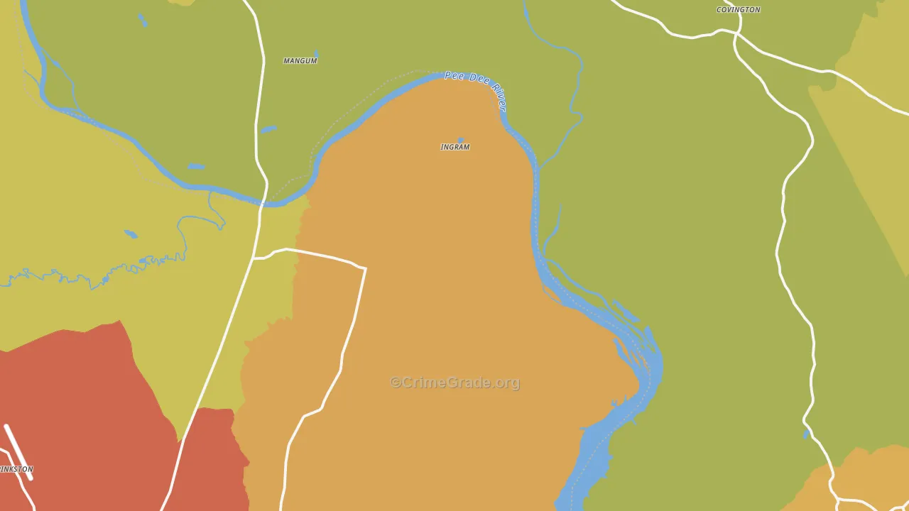 Pee Dee, NC Map of Vehicle Theft Rates