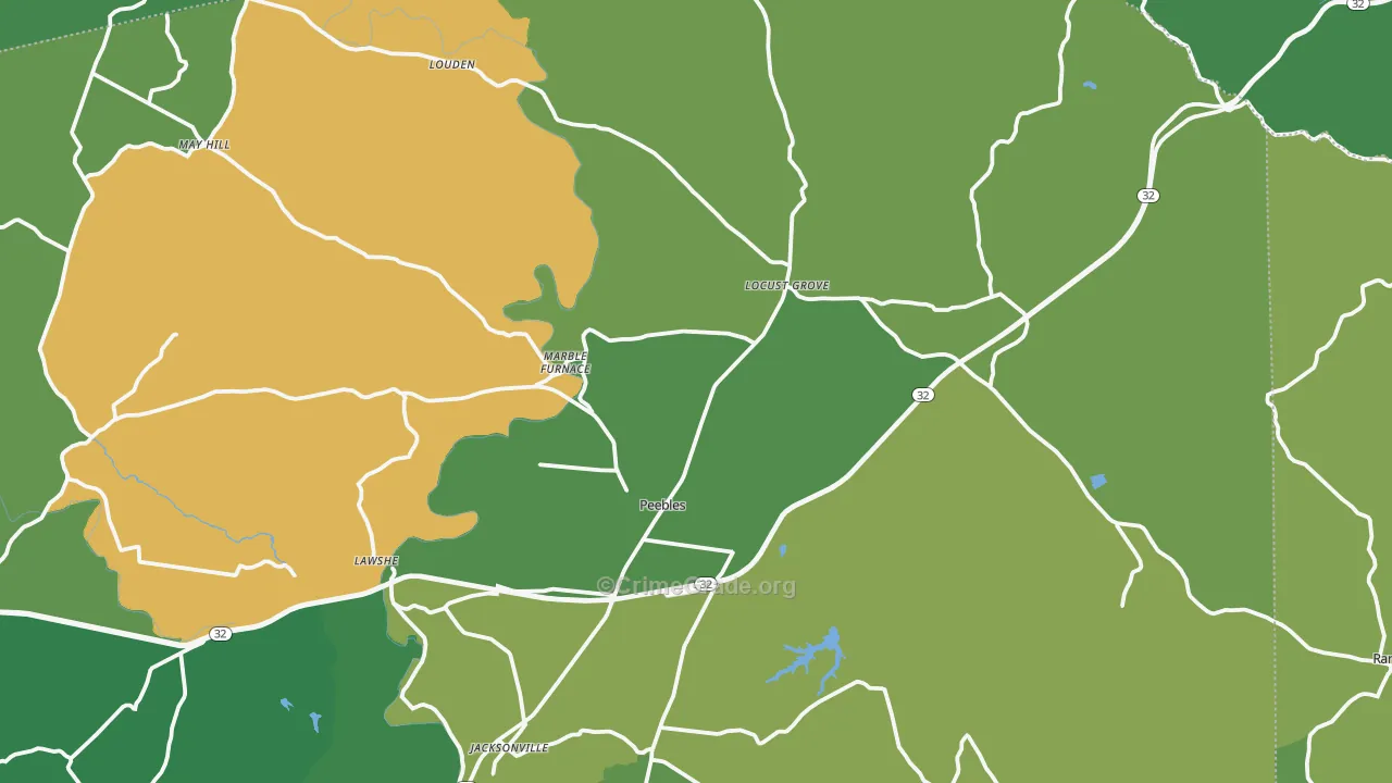 Peebles, OH Map of Vehicle Theft Rates