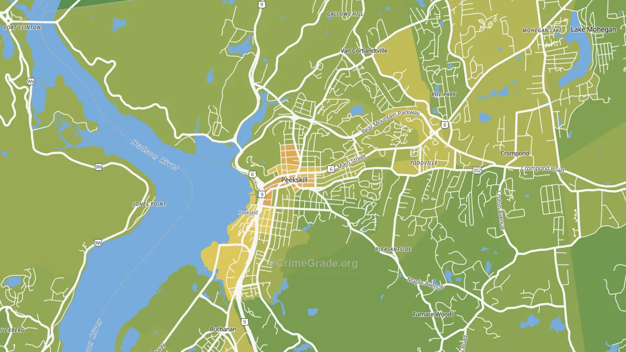 Peekskill, NY Map of Vehicle Theft Rates