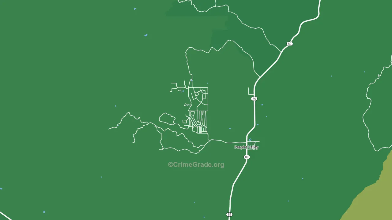 Peeples Valley, AZ Map of Vehicle Theft Rates