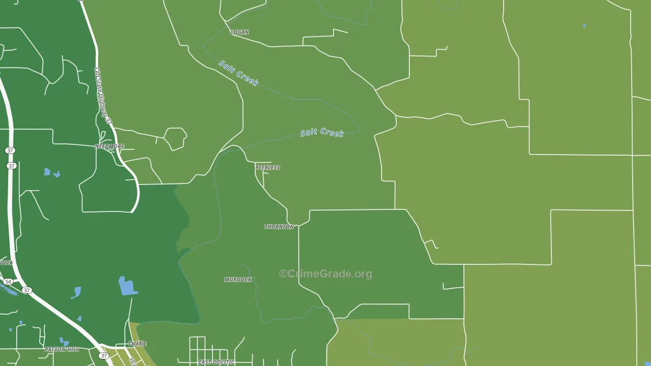 Peerless, IN Map of Vehicle Theft Rates