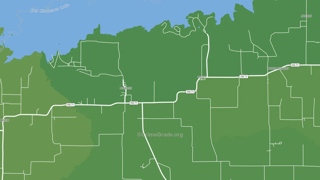 Peerless, TX Map of Vehicle Theft Rates