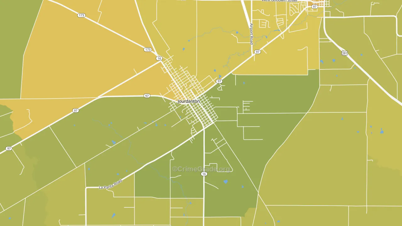 Peggy, TX Map of Vehicle Theft Rates