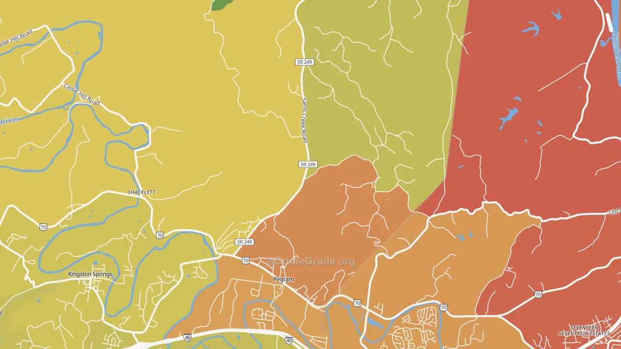 Pegram, TN Map of Vehicle Theft Rates