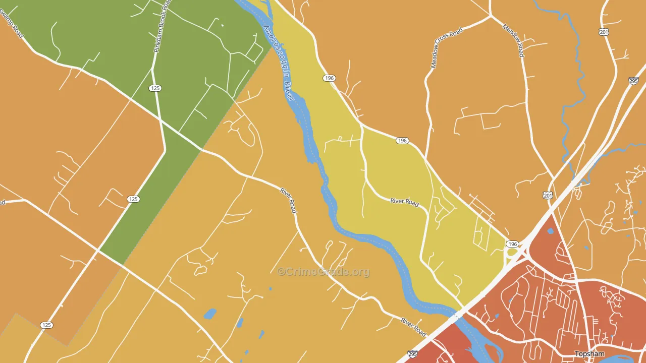 Pejepscot, ME Map of Vehicle Theft Rates