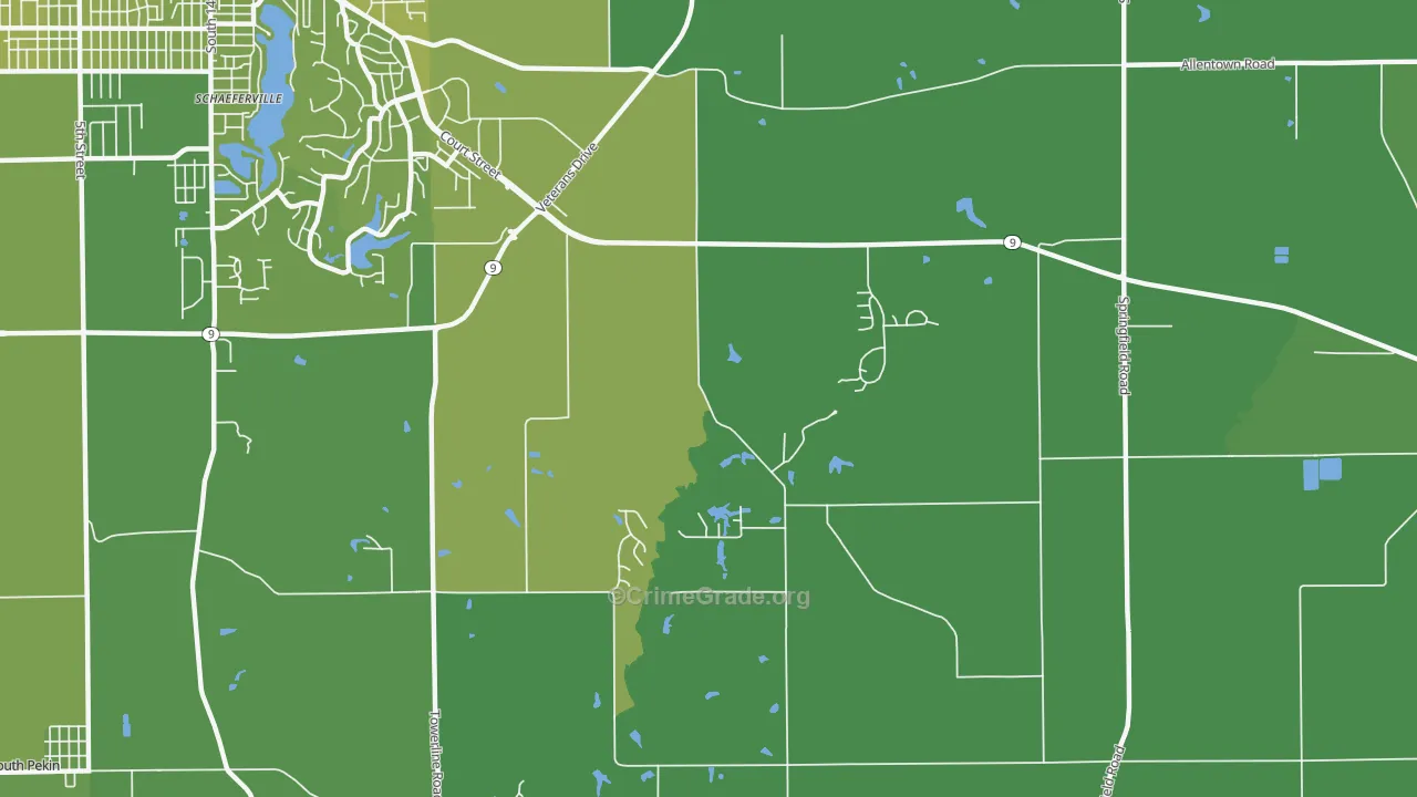 Pekin Heights, IL Map of Vehicle Theft Rates