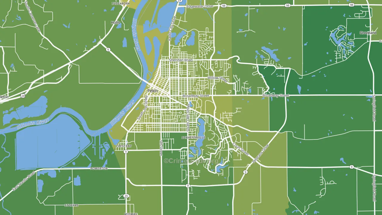 Pekin, IL Map of Vehicle Theft Rates