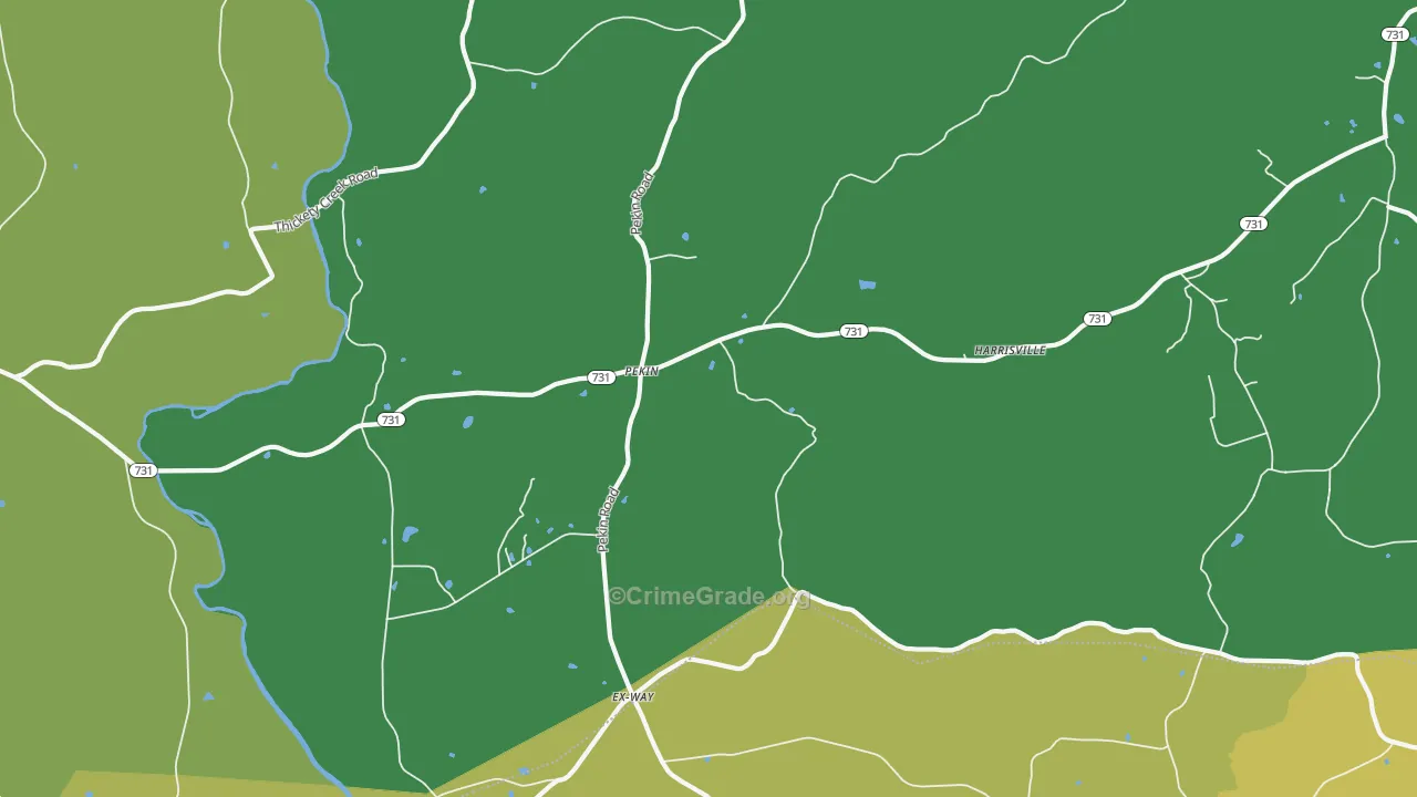 Pekin, NC Map of Vehicle Theft Rates