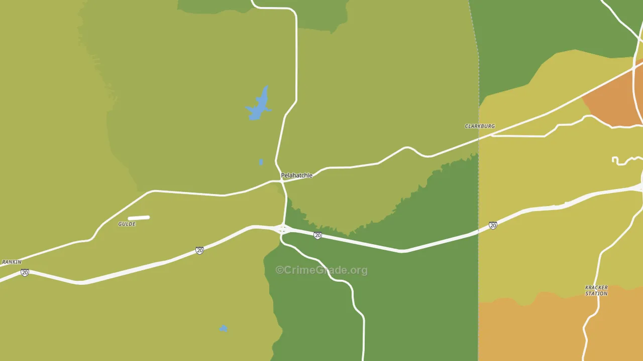 Pelahatchie, MS Map of Vehicle Theft Rates