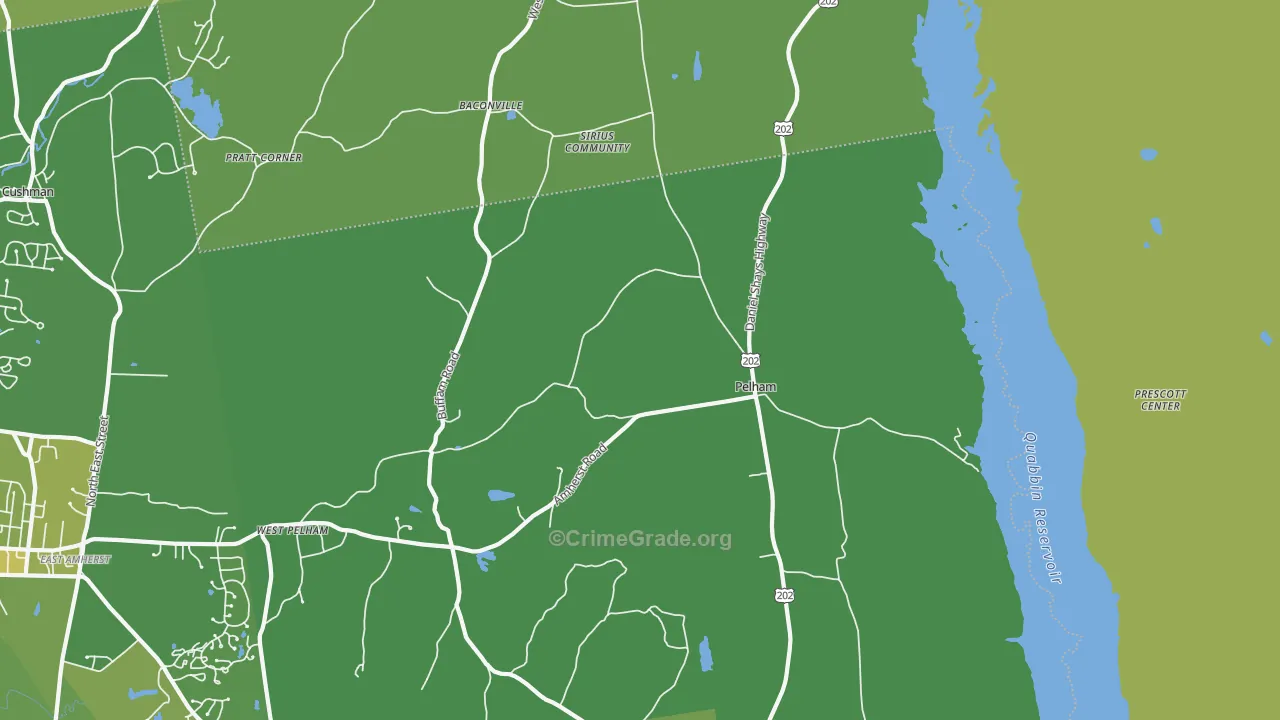 Pelham, MA Map of Vehicle Theft Rates
