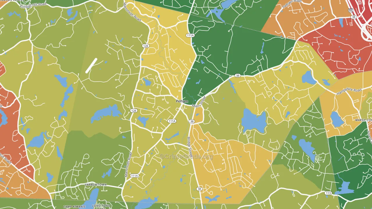 Pelham, NH Map of Vehicle Theft Rates