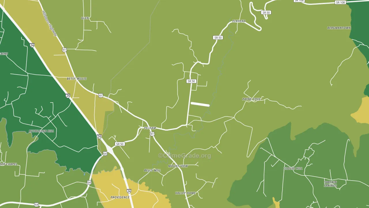 Pelham, TN Map of Vehicle Theft Rates